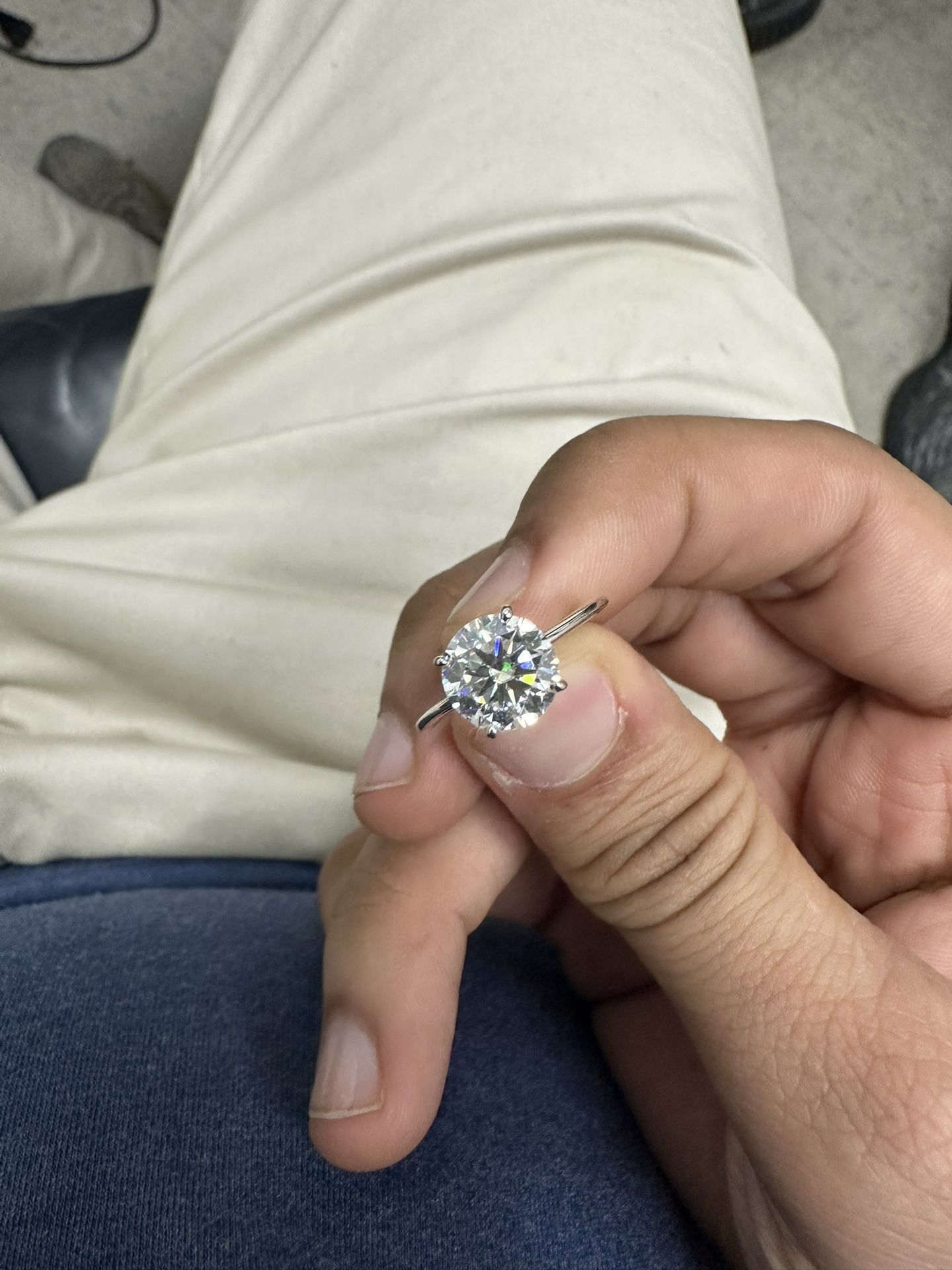 Beautiful 3 Carat Lab Engagement Ring In Sterling Silver