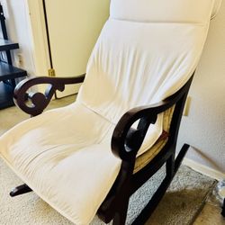 Fritto Wooden Rocking Chair Plush Upholstery Classic Design