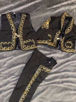 Black and Gold Embroidered Traditional Costume Set