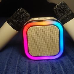 Portable Karaoke Speaker System with 2 Wireless Microphones – Bluetooth RGB