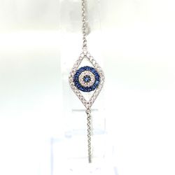 925 Silver CZ Blue Eye Bracelet 1.70g 177233/2