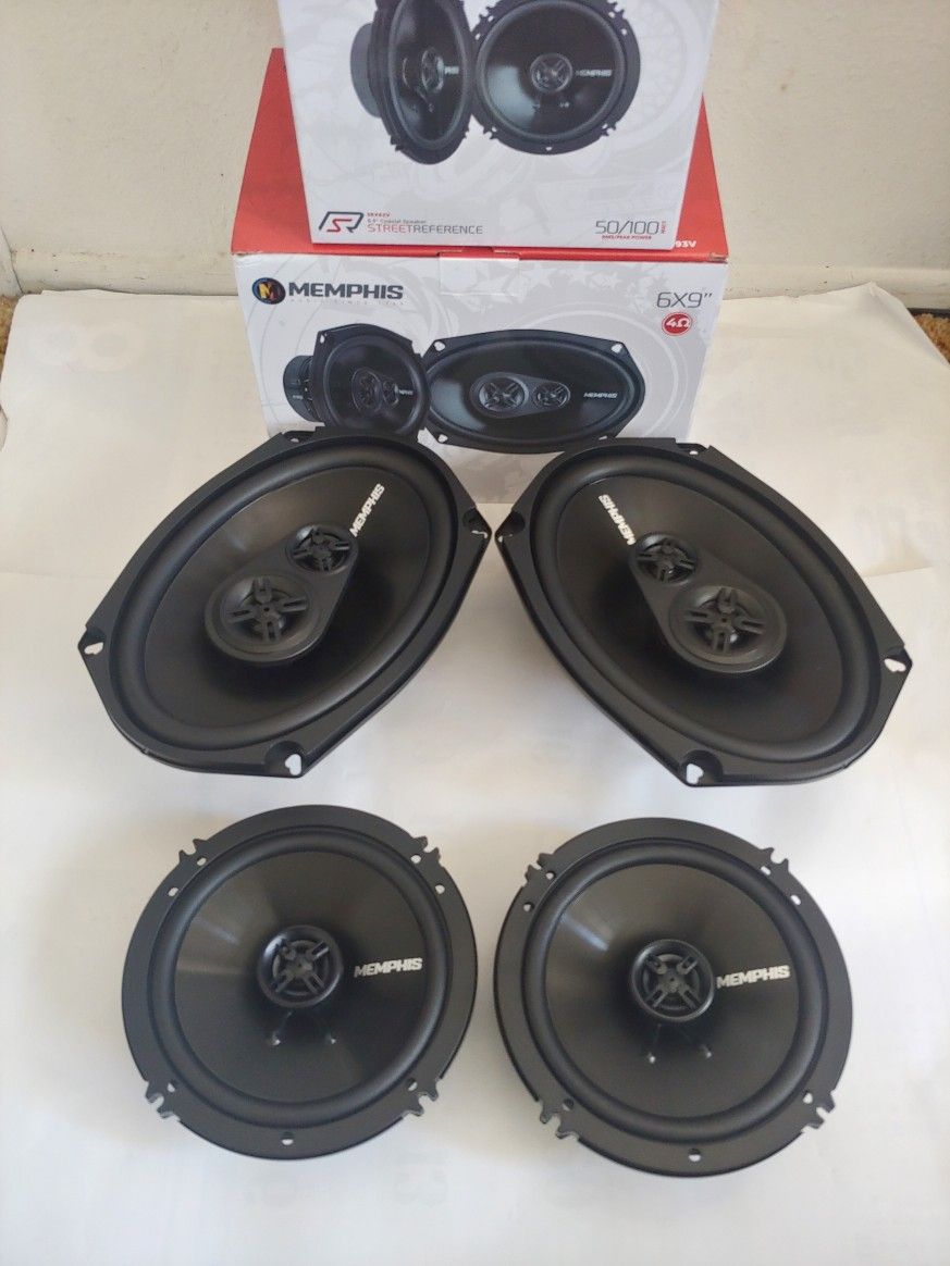 MEMPHIS 1 PAIR 2 WAY 100 WATTS & 1 PAIR 6×9 3 WAY 110 WATTS CAR SPEAKER ( BRAND NEW PRICE IS LOWEST INSTALL NOT AVAILABLE )