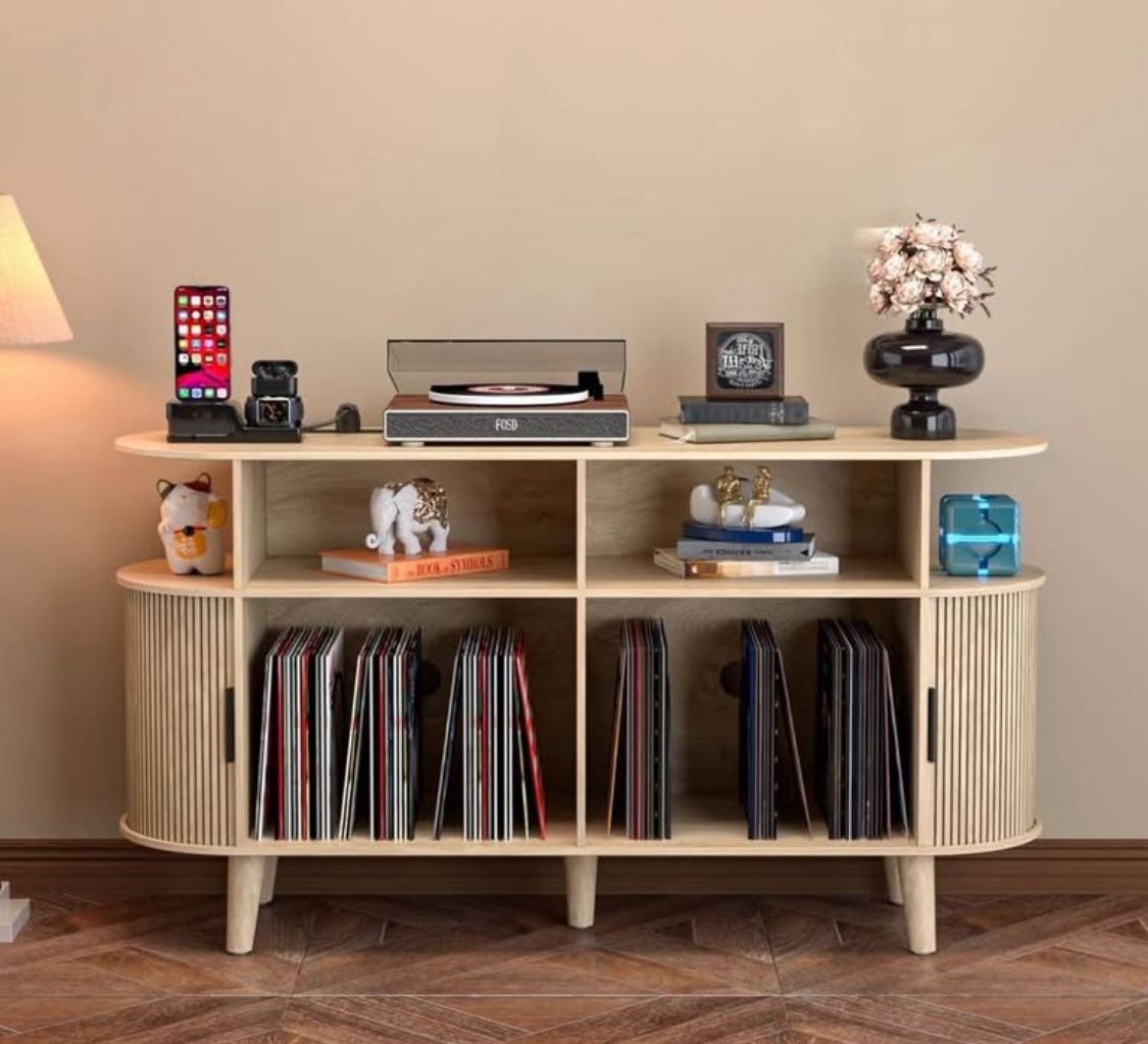 Large Round Record Player Stand