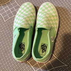 Pastel Green Slip On Vans 