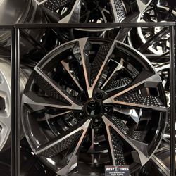 (Set of 4) New 20’ Inch Audi Wheels Rims for A4 S4 A5 S5 RS5 A6 S6 RS6 A7 S7 A8 S8 20x8.5 5x112 ET +40 Machined Black 