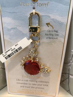 True To Form Red Crab With Rhinestone Keychain Bag Charm NWT