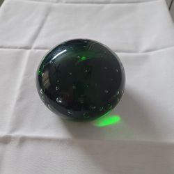 Green Glass Paperweight 