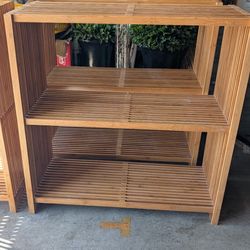 Teak two tiered shelves