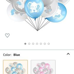 2 Packs Of Blue Elephant Balloons For Baby Shower 