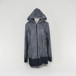 Size 12 Grey Black Lululemon Sweater Jacket Full Zip Hoodie Pockets
