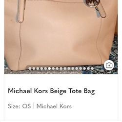 Michael Kors Beige Leather Tote With New Tags