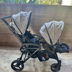 Double Stroller And Graco SnugRide SnugFit 35 Infant Car Seat, Gotham.