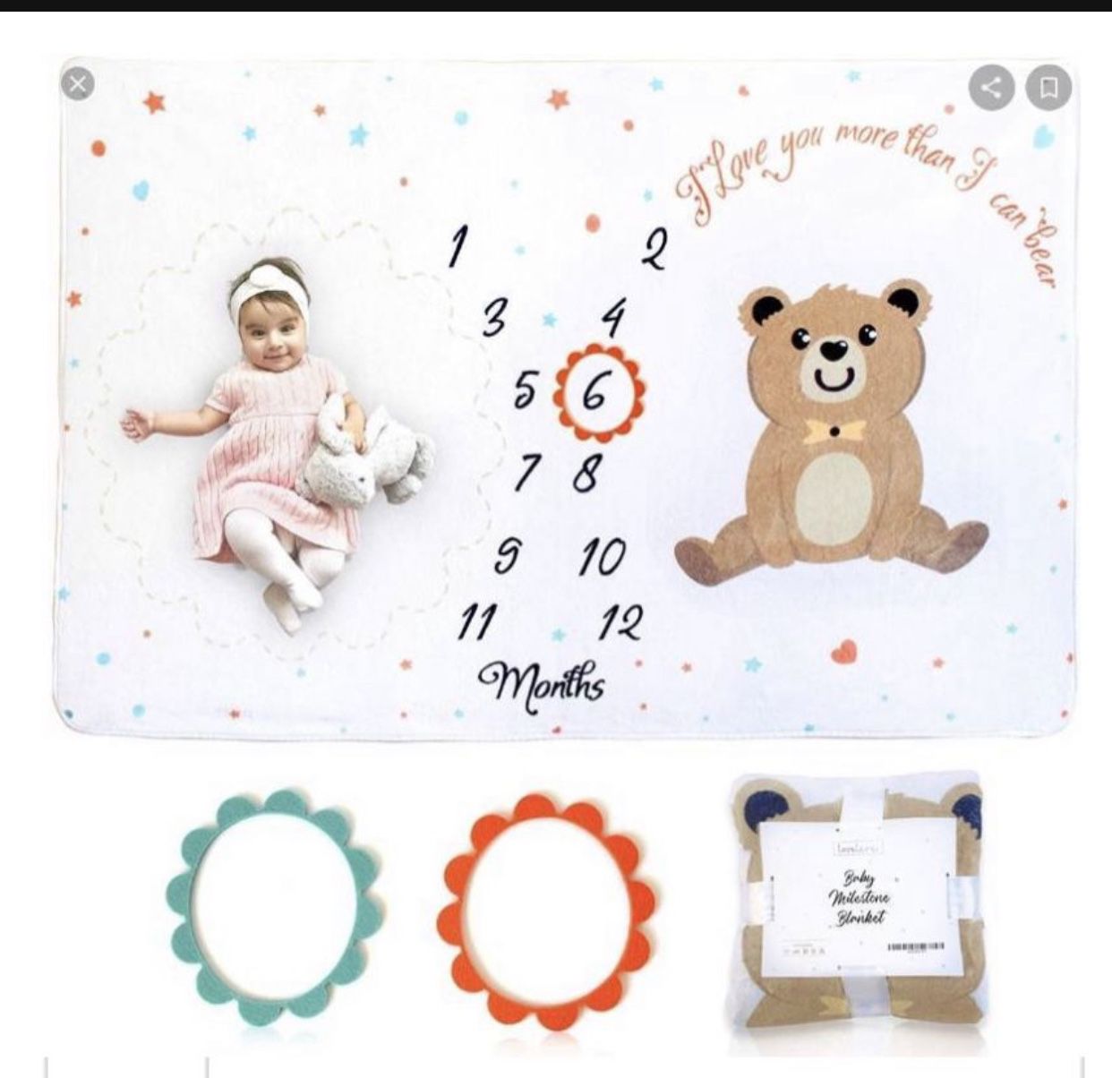 Baby Milestone Blanket Brand: Lovelara Color: White Additional Detail: Appears n