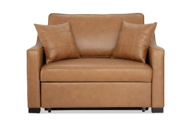 Cognac leather Twin Pop-Up Sleeper chair