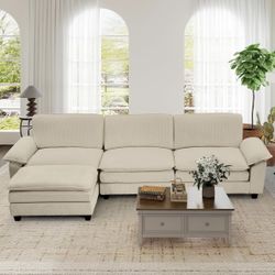 New 118” Modular Sectional Sofa – Corduroy, Khaki