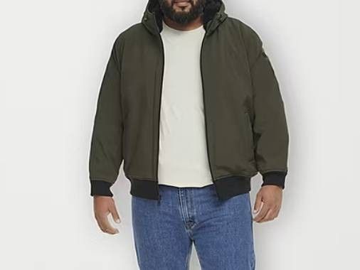 New Dockers L or XL Men Jacket Sherpa Lined Hooded Midweight Softshell