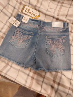 Celebrity Ace Butterfly Embroidered Denim Shorts