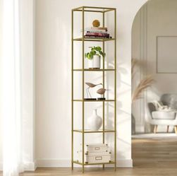 3* 6 Tier Gold and Tempered Glass Shelves