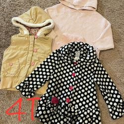 Winter/fall Girl Clothes, Vest, Light Jacket, Hoodie Size 4T