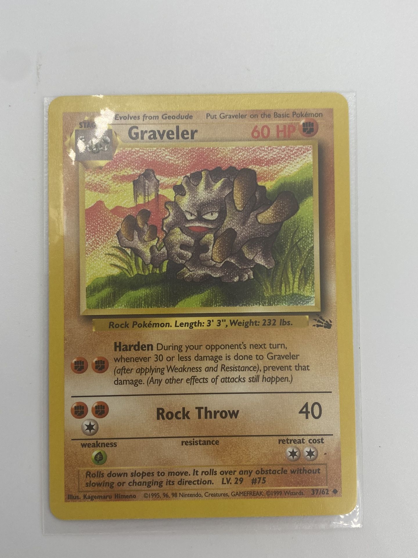 Graveler 37/62 Base Set Fossil Series Pokémon Card TCG Vintage 90s