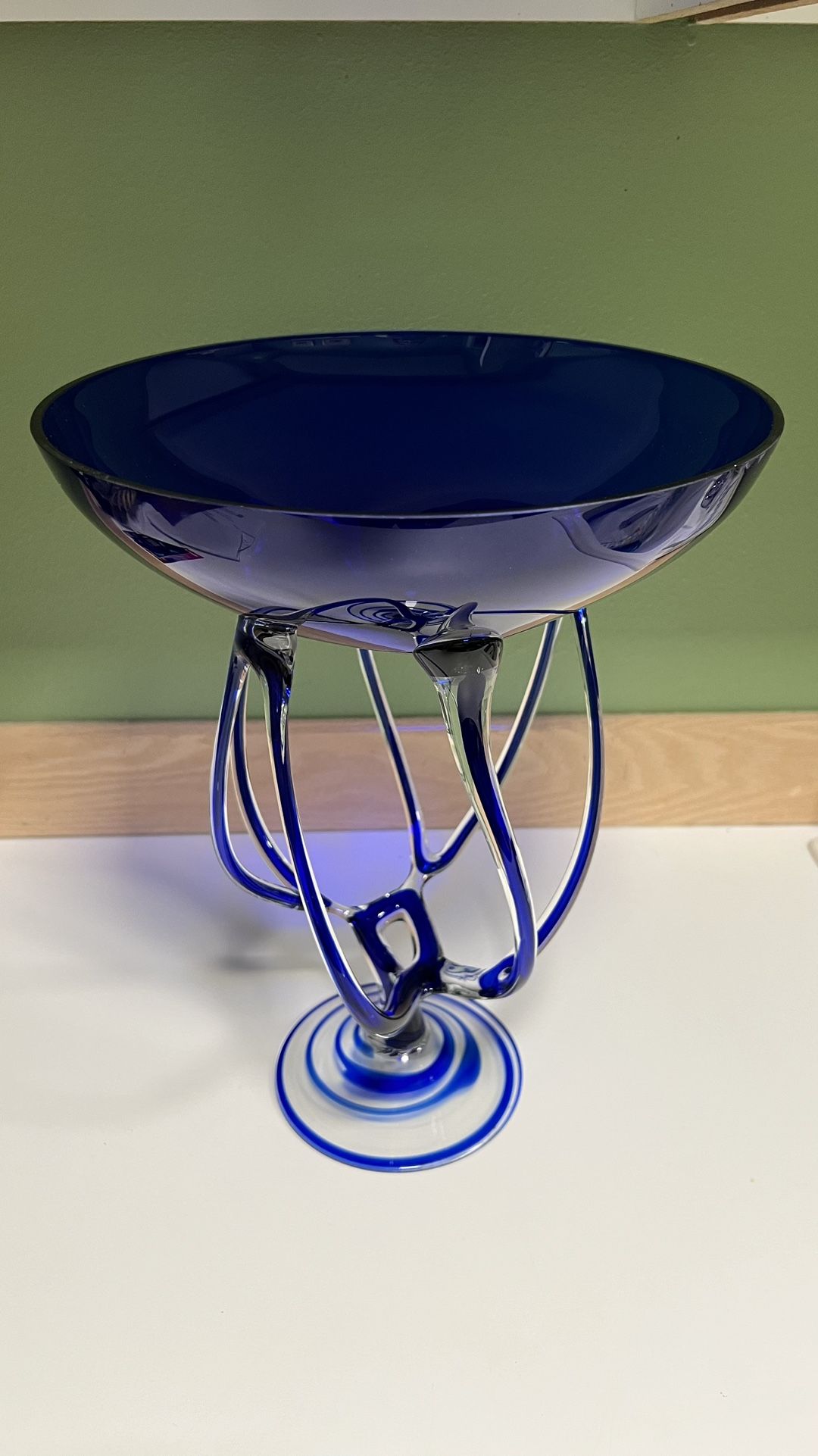 Josefina Krosno Octopus Jellyfish Pedestal Bowl Hand blown