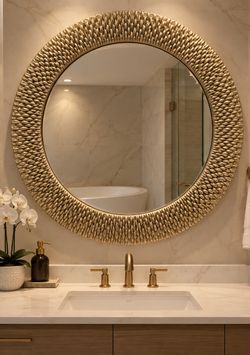 Tyler Dillon Bergman Champagne Gold Large Round Mirror - 54"