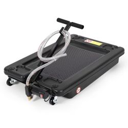 Oil Drain Pan 17 Gallon Low Profile Oil Drain Tank with Electric Pump for Car SUV Trucks, 64L Black Foldable Hand with Hose and Swivel Casters