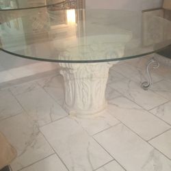 Rare GRECIAN PILLAR HEAD CAPSTONE MANTLE GLASS TABLE