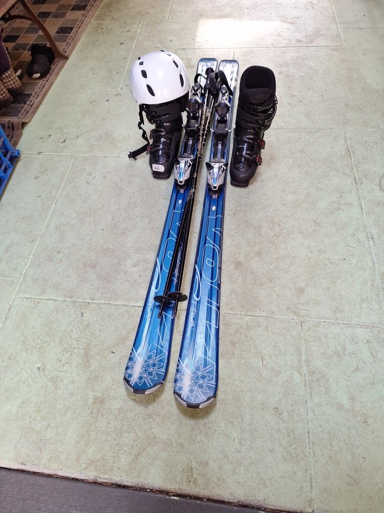 170cm Volki Skis Rossignol Ski Bootsx26. Poles And Helmet