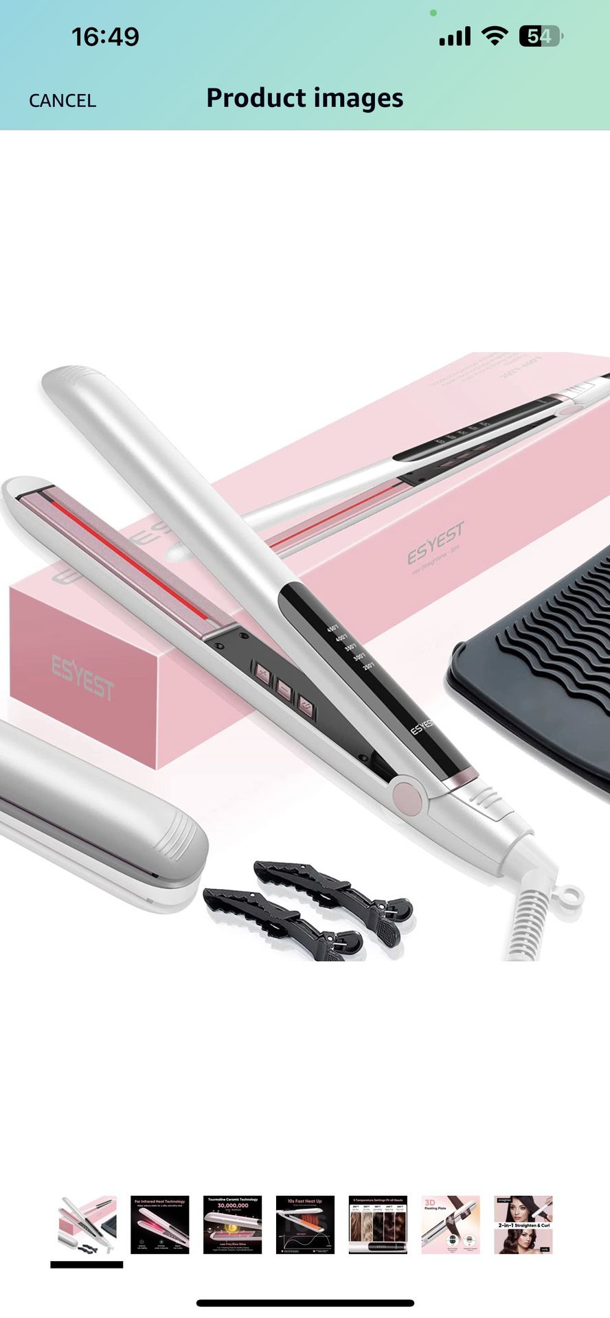 Flat Iron Hair Straightener and Curler 2 in 1 with Infrared Light Therapy, 1 Inch Professional Ceramic Straightening Curling Iron with 10s Fast Heatin
