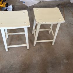 2wooden Cream Color Bar Stools