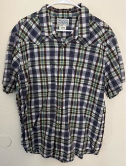 Men's Plaid Western Snap Button Shirt XL