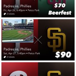 Padres VS phillies Fri,Sat,Sun