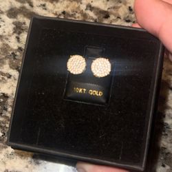 Diamond Round Gold Circle Earrings 10k Real Gold