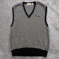 Vintage Izod L Houndstooth Sweater Vest Black White