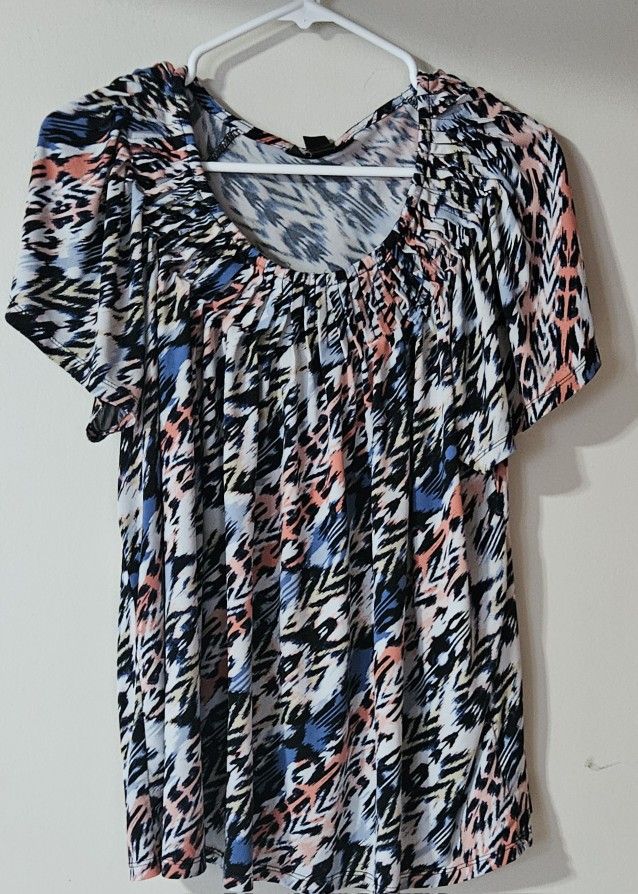 2X Style & Co Multicolor Patterned Women's Top