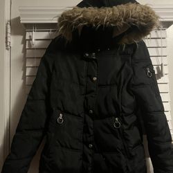 Madden Girl Removable Hood Puffed Jacket Sz S/P Zipper And Snap Closure Warm