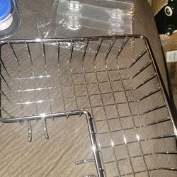 NEW> CORNERS SHELF WITH CLIPS FOR HANGING WASH RAGS ETC.