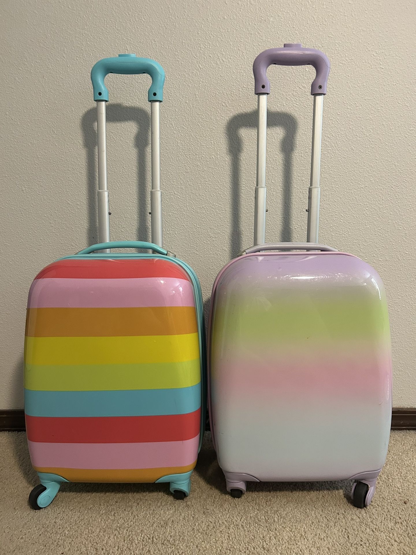 Pottery Barn Mackenzie Hard Sides Carry On Luggage. Rainbow and Ombré colors