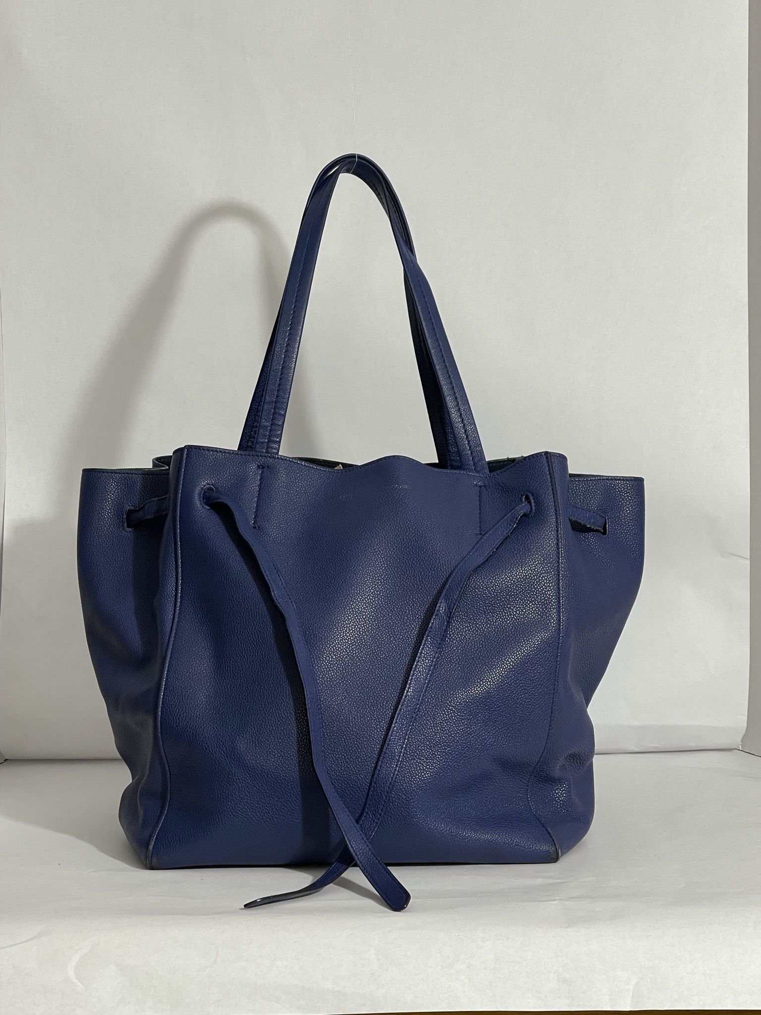 Authentic Celine Drawstring Bag Purple Leather 