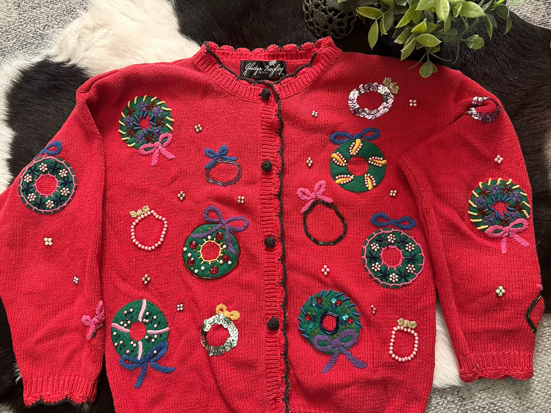 Vintage Christmas Wreath Sweater