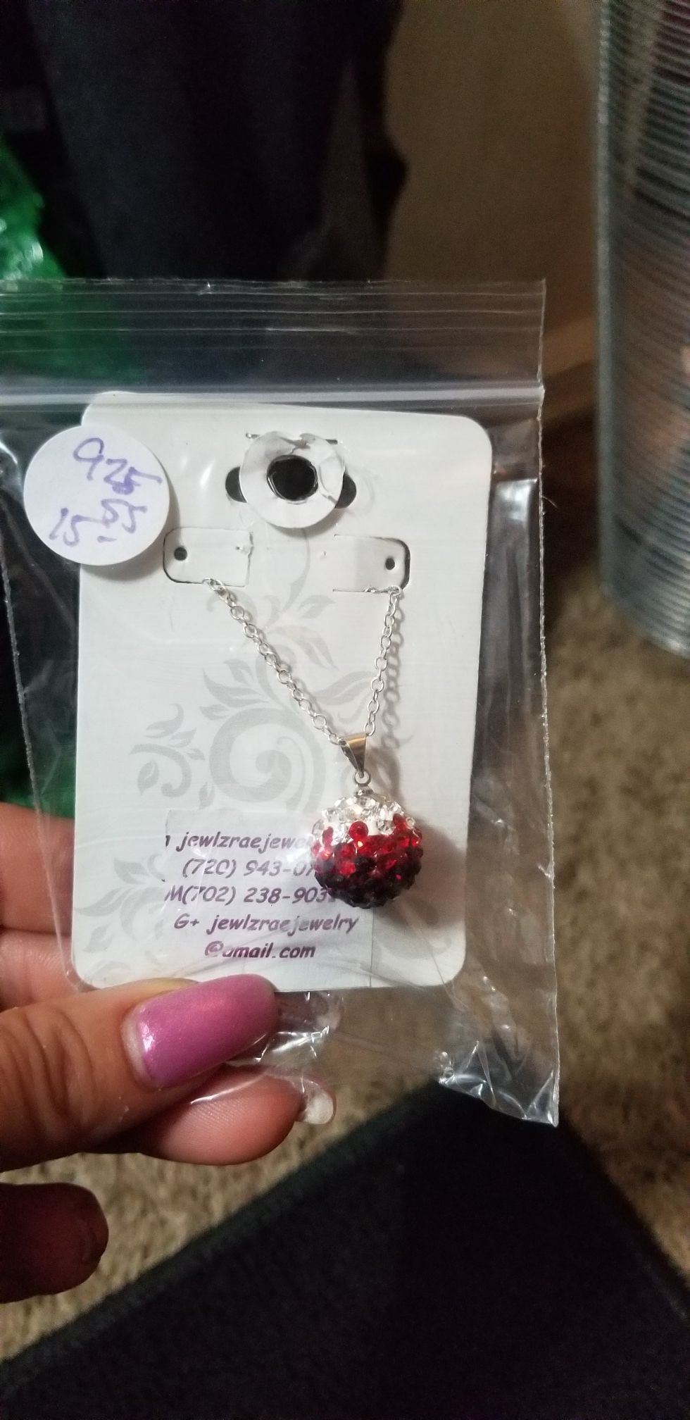 Silver red Shambala necklace