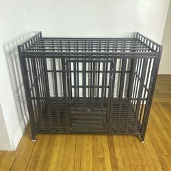 Heavy Duty Black Metal Dog Kennel and Crate for Large Dog