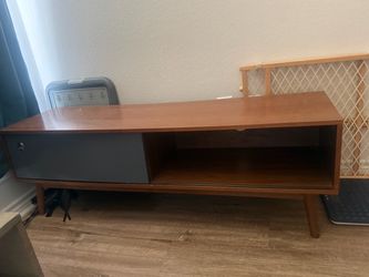 Mid-Century Modern TV Stand with Sliding Door