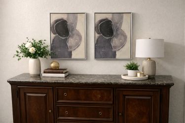Modern Abstract Wall Art Set (2) – Neutral Designer Style Framed Prints