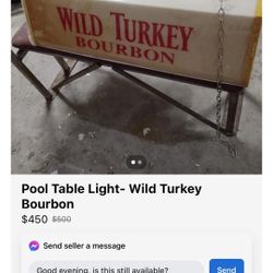 Wild Turkey Pool Table Light 