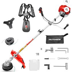 Gas Powered Weed Wacker 2 Cycle 51.7CC Cordless Brush Cutter Straight Shaft Gasoline Weed String Trimmer for Lawn and Grass
