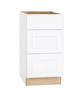 Hampton 18 in. W x 24 in. D x 34.5 in. H Assembled 3 Drawer Base Kitchen Cabinet in Satin White