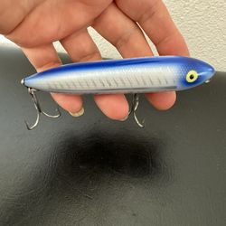 Vintage Heddon Zara Spook Nose Tie Fishing Lure Blue