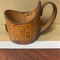Vintage Leather Cup Holder 1980 Winter Olympic 